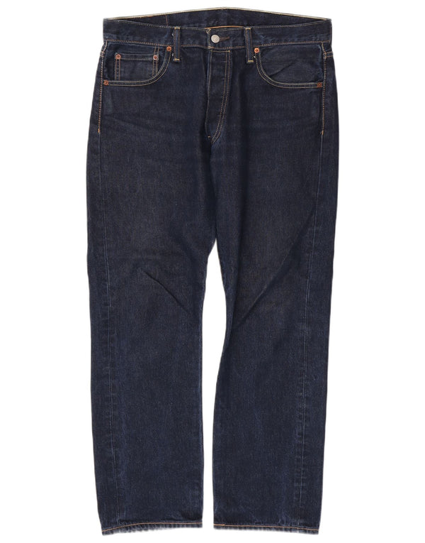Levi's Herren 501 Straight Jeans W34 L30 Marineblaue Baumwolle