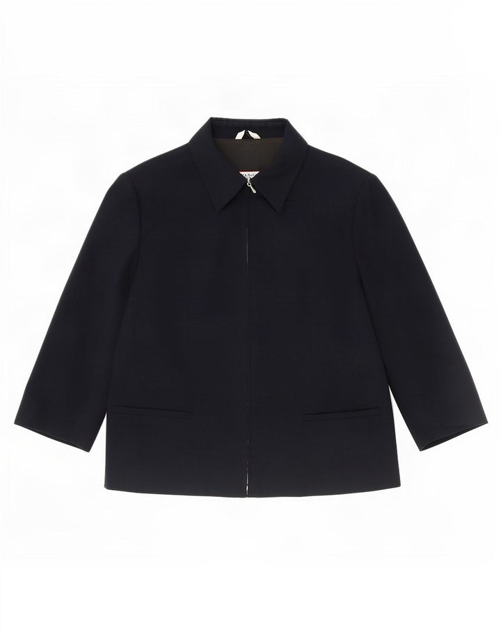 Max & Co. Damen-Blazerjacke mit 3/4-Ärmeln und durchgehendem Reißverschluss, Gr. 14, Marineblau