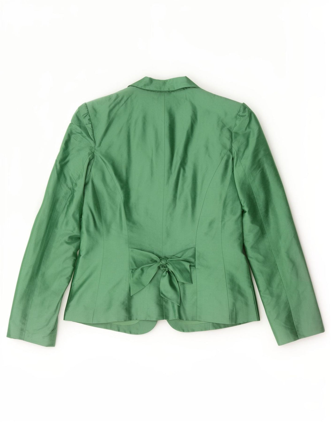 Luisa Spagnoli Damen 3-Knopf-Blazerjacke UK 14 Mittelgrüne Seide
