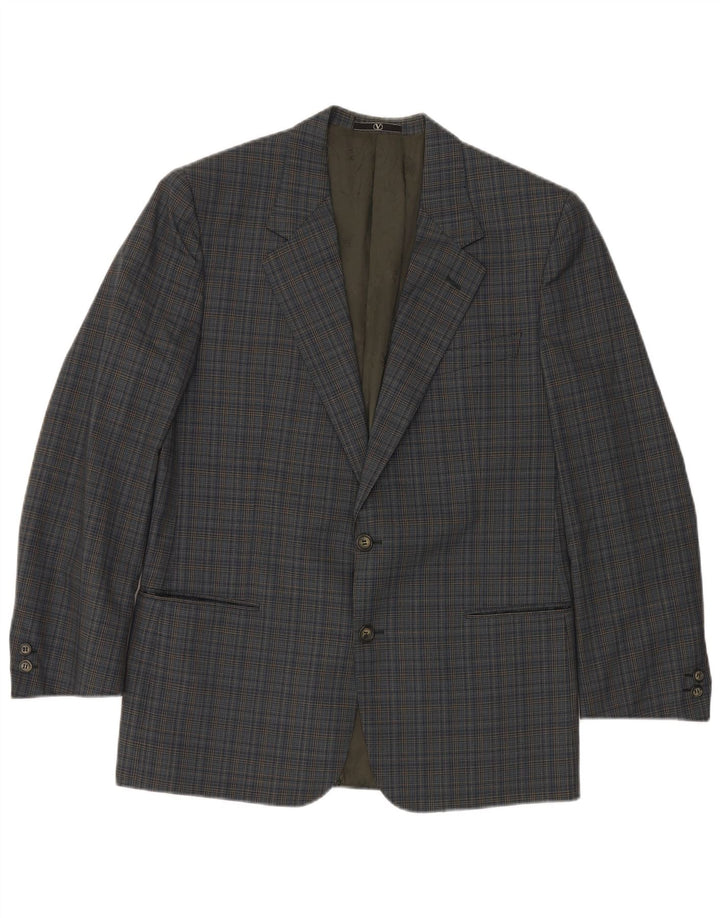VALENTINO Herren-Blazer mit 2 Knöpfen, IT 50, groß, blau kariert, Viskose