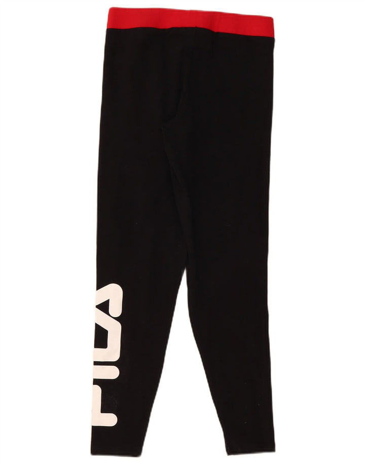 Fila Damen Grafik-Leggings UK 8 Small Schwarz Baumwolle