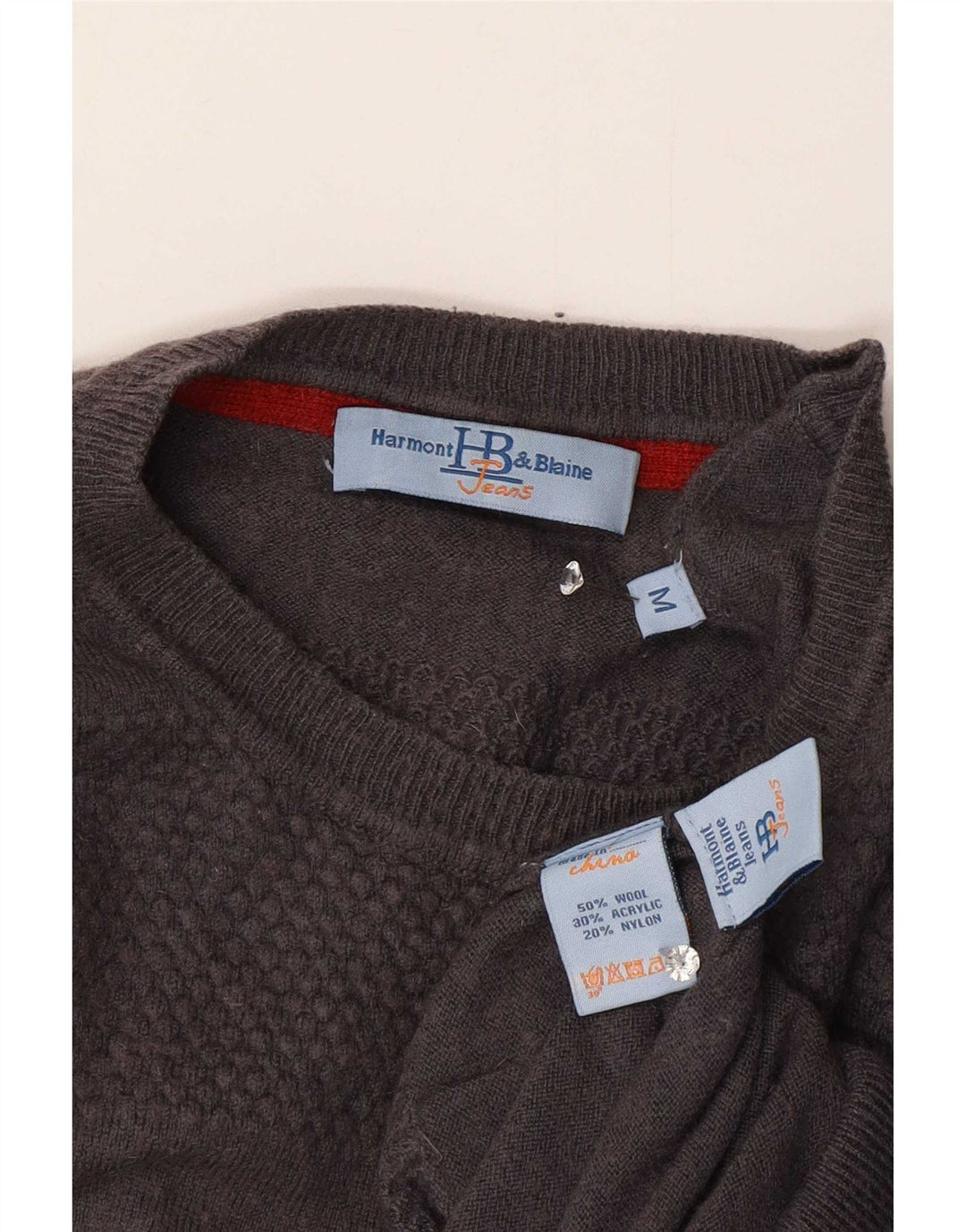 Harmont & Blaine Herren-Pullover mit Rundhalsausschnitt, mittelgraue Wolle