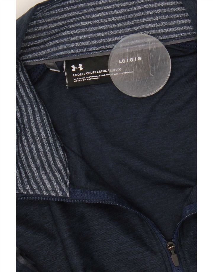 Under Armour Herren-Pullover-Trainingsanzugoberteil mit Reißverschluss, Größe L, Marineblau meliert