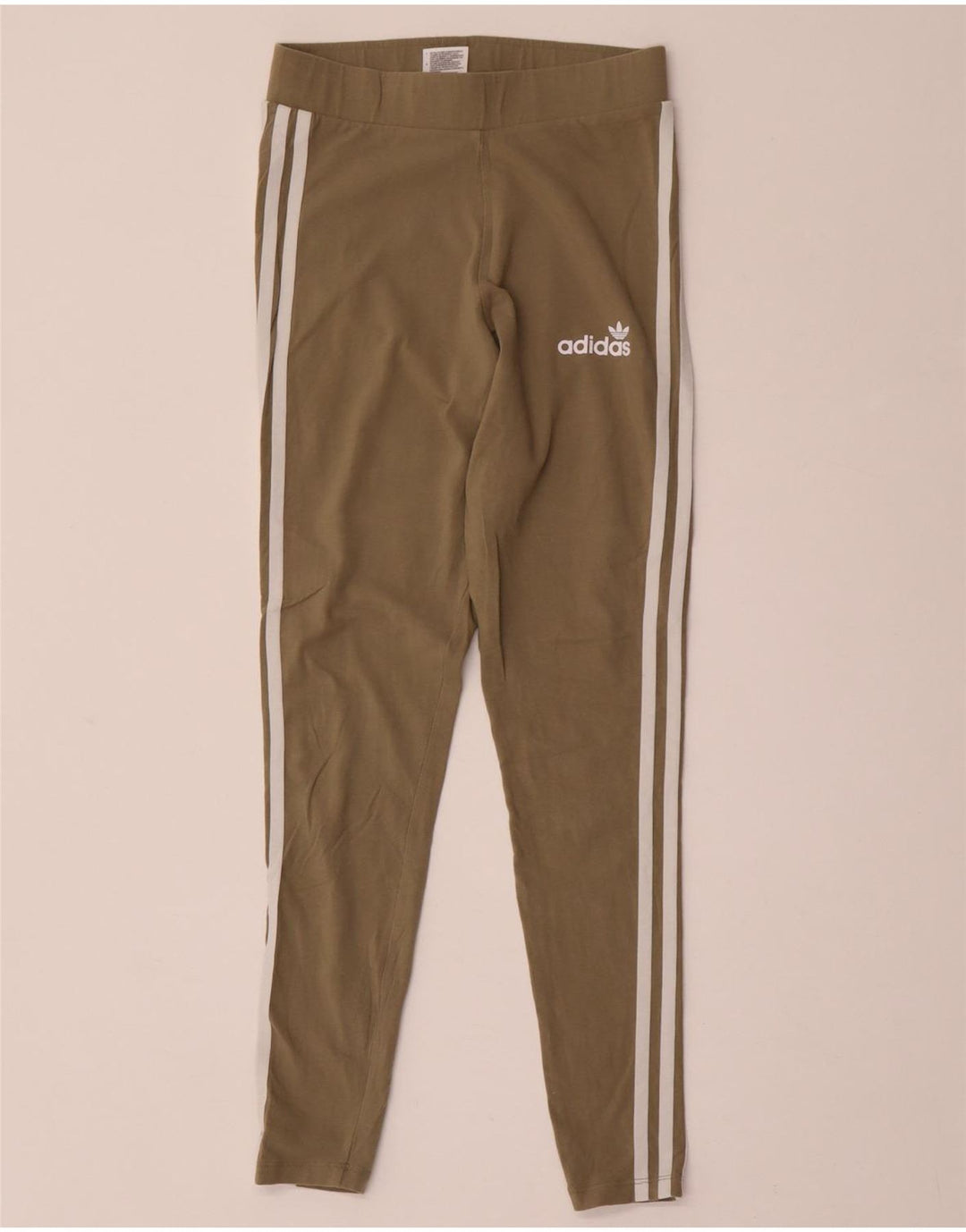 ADIDAS Damen Leggings UK 8 Small Khaki Baumwolle