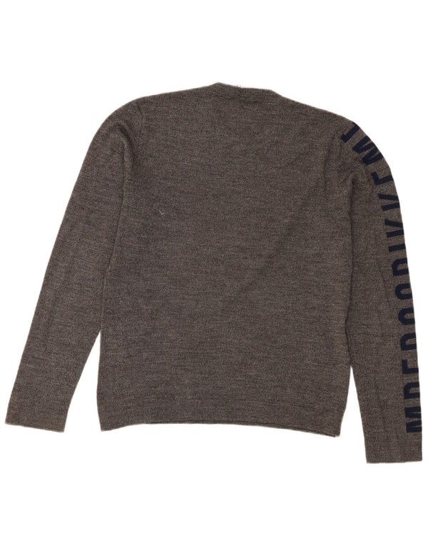 Bikkembergs Herren-Pullover mit grafischem Rundhalsausschnitt, mittelgraues Acryl