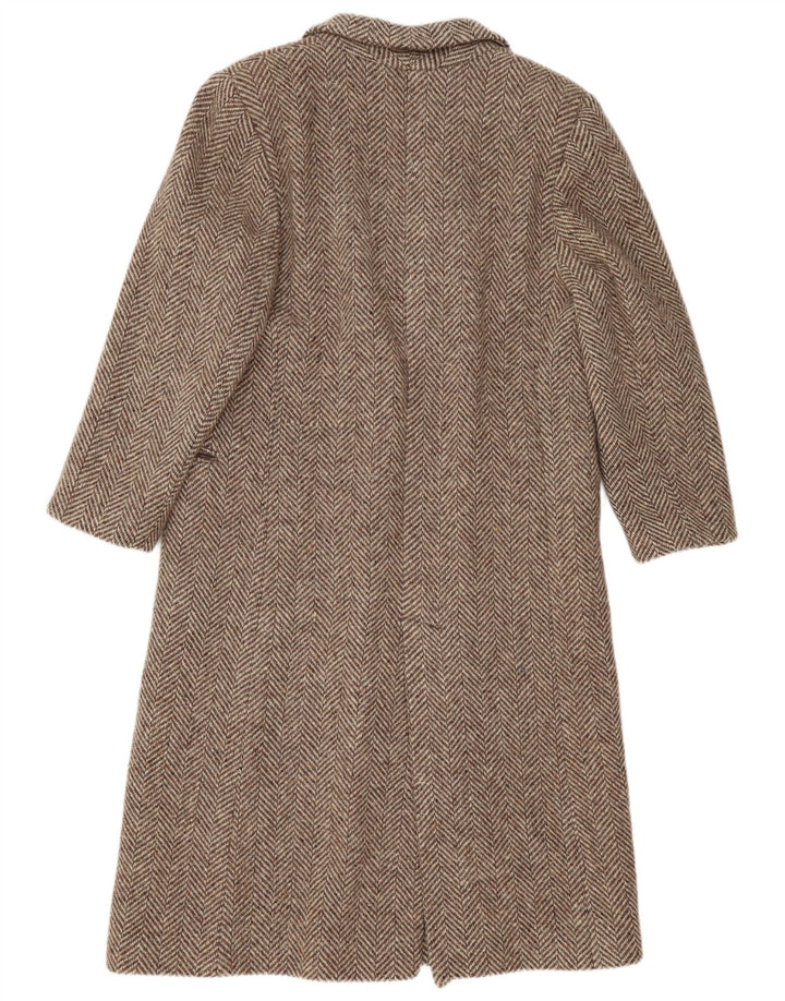 Luisa Spagnoli Damen Mantel IT 44 Mittelbeige Schurwolle mit Fischgrätenmuster