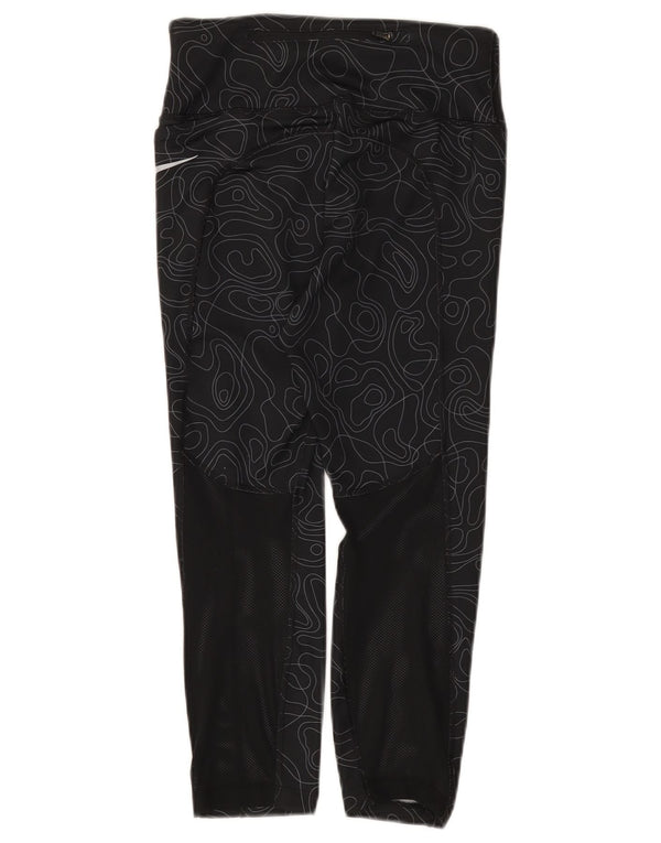 Nike Damen Dri Fit Capri Leggings UK 8 Small Schwarz Geometrisch