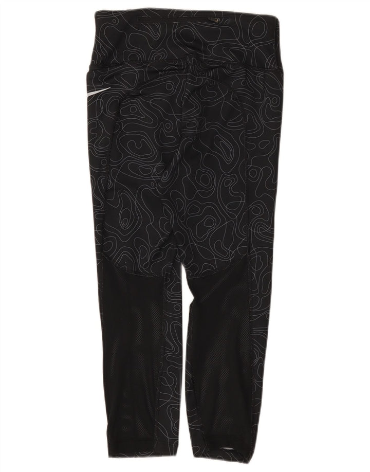 Nike Damen Dri Fit Capri Leggings UK 8 Small Schwarz Geometrisch