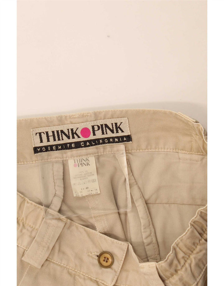 Think Pink Damen Cargoshorts IT 42 Medium W28 Beige Baumwolle