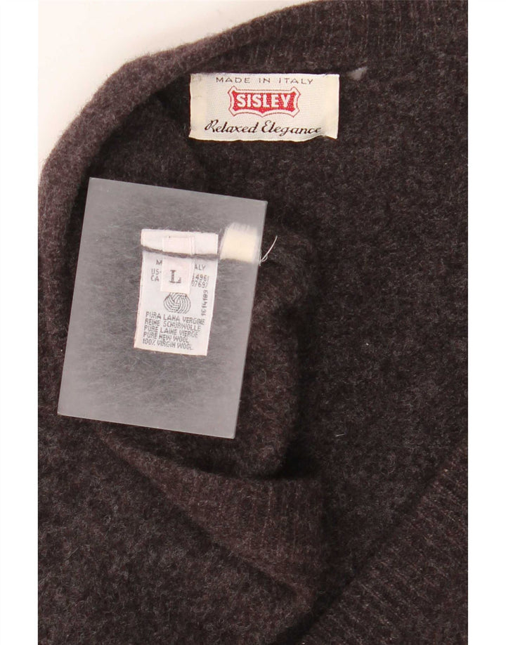 Sisley Herren-Strickjacke, groß, graue Schurwolle
