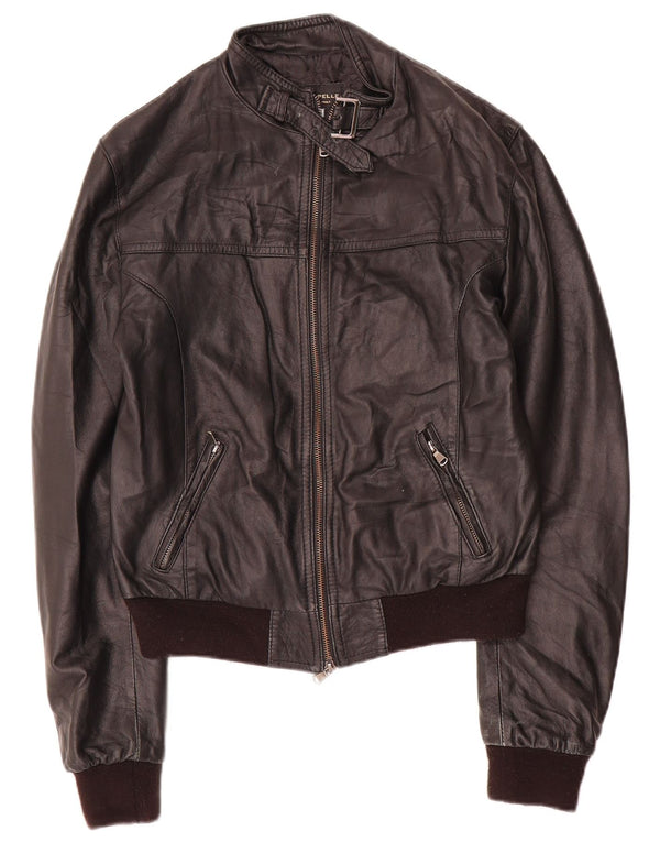 Vintage Damen Lederjacke UK 12 Medium Schwarz