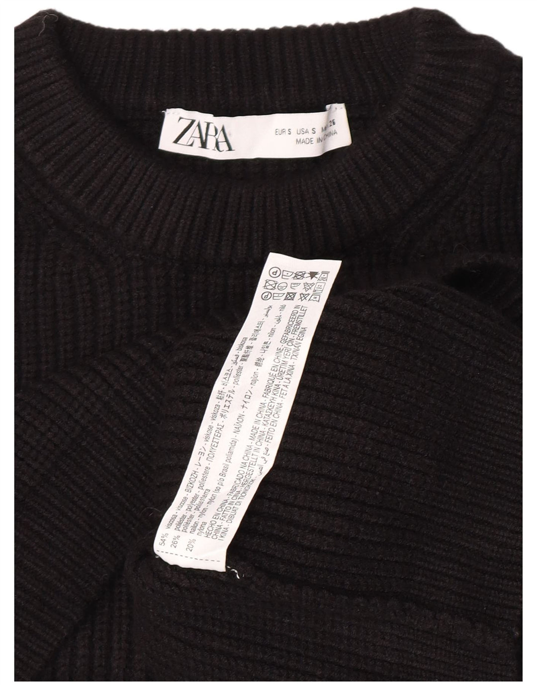 Zara Damen-Pullover, übergroß, bauchfrei, Rundhalsausschnitt, Gr. 10, Größe S, Schwarz