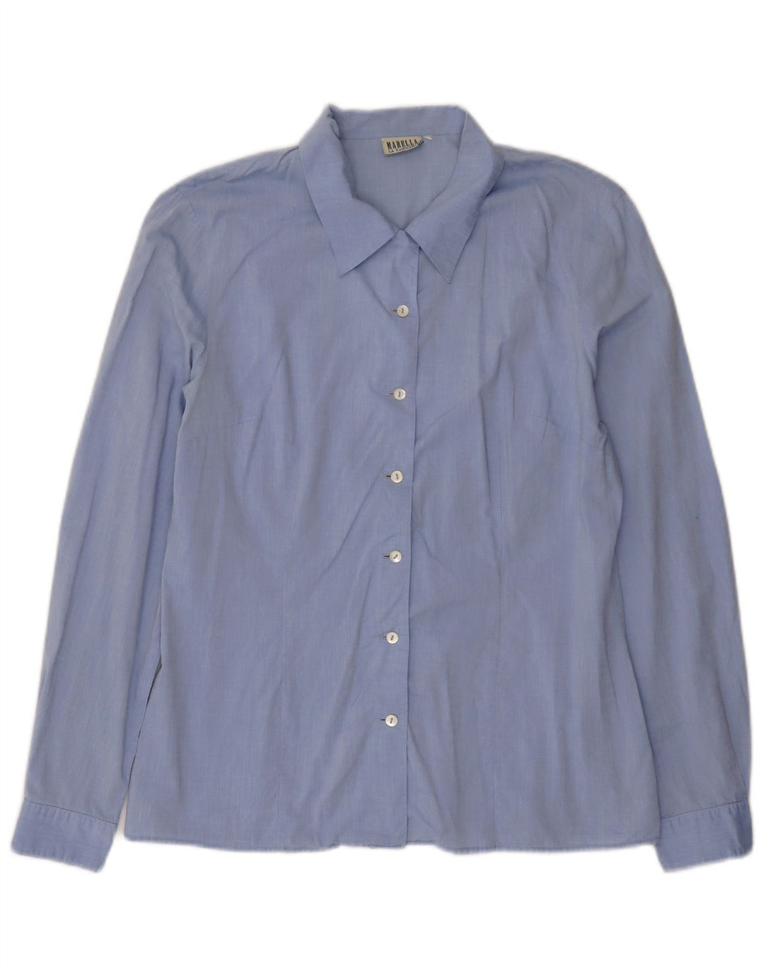 Marella Damenhemd UK 16 Large Blaue Baumwolle