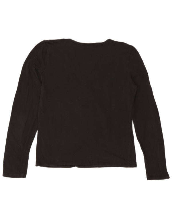 TRUSSARDI JEANS Damen Crop Graphic Top Langarm UK 14 Large Schwarz