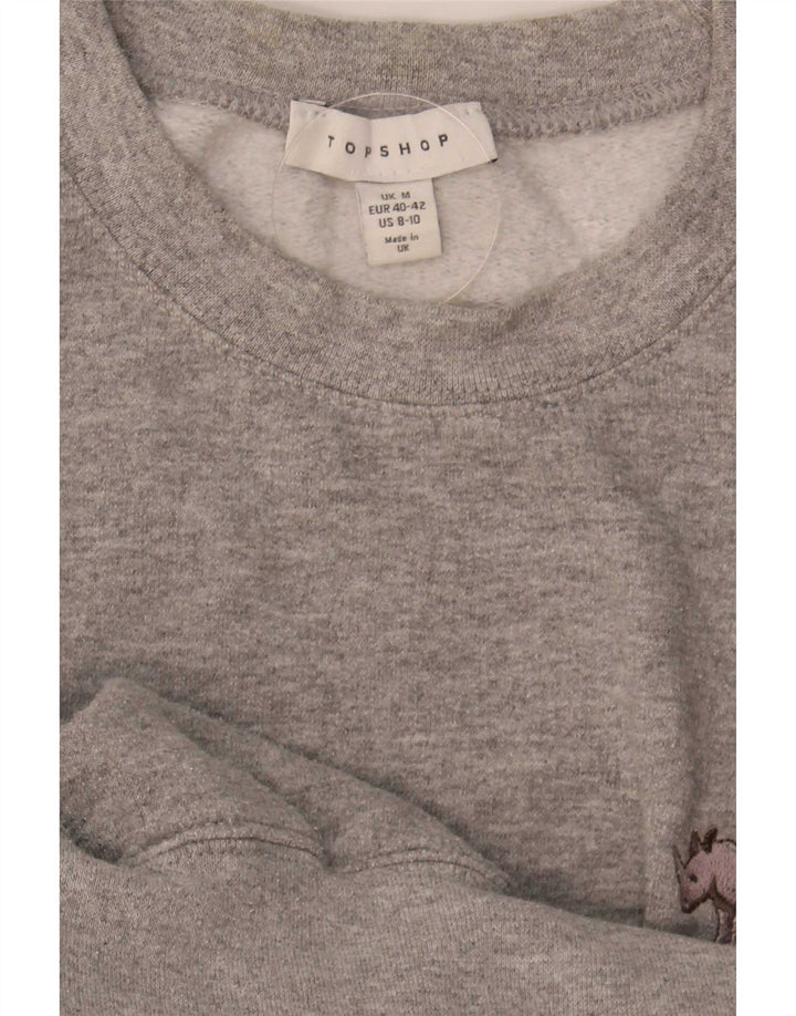Topshop Damen Sweatshirt-Pullover UK 14 Mittelgrau meliert