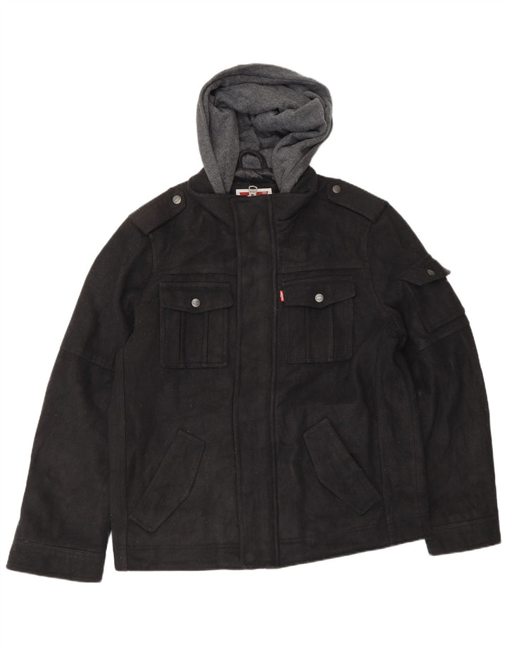 LEVI'S Herren-Militär-Windjacke mit Kapuze, UK 38, Mittelschwarz