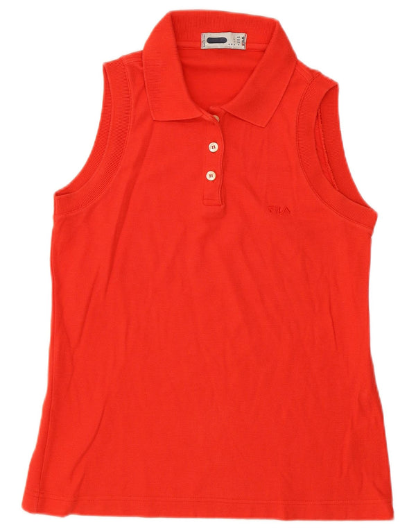 Fila Damen Ärmelloses Poloshirt IT 42 Mittelrote Baumwolle