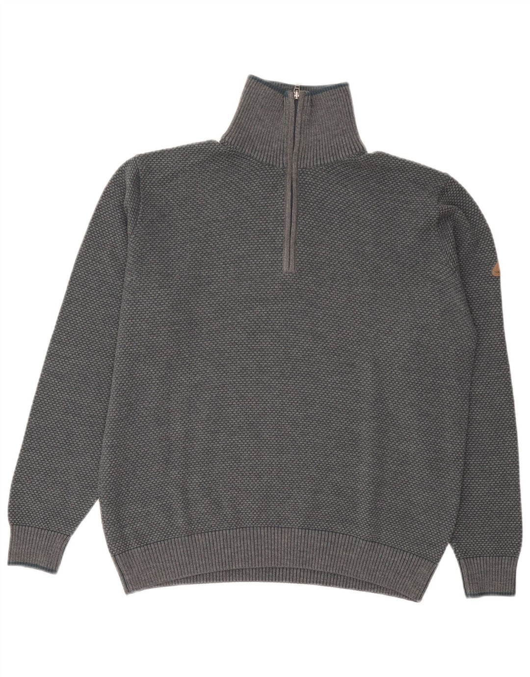 Navigare Herren-Pullover mit Reißverschluss am Hals, große graue Wolle