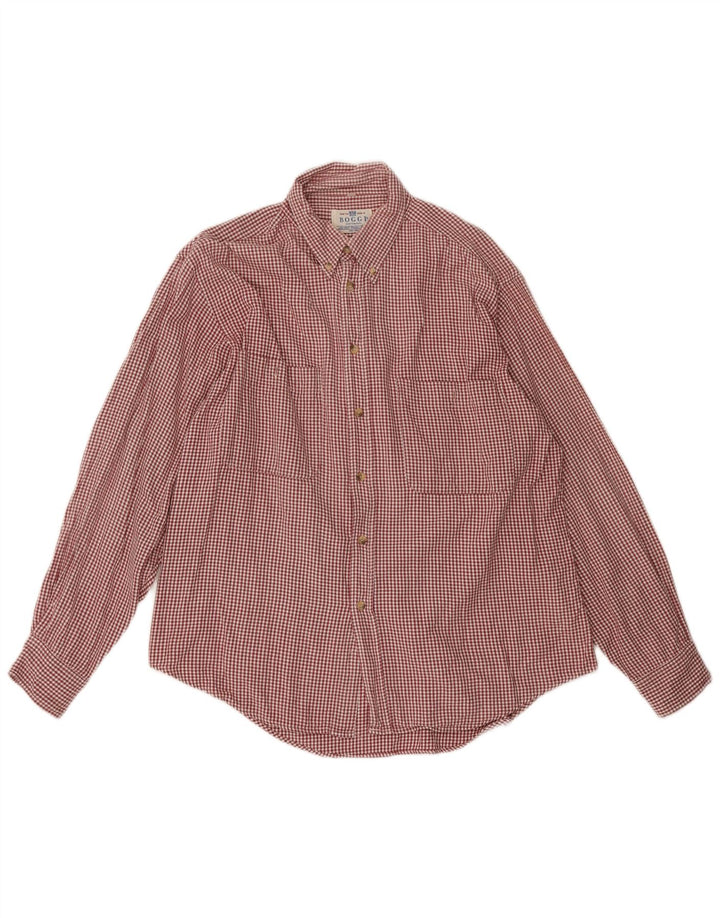 Boggi Herrenhemd, großes rotes Gingham-Karomuster