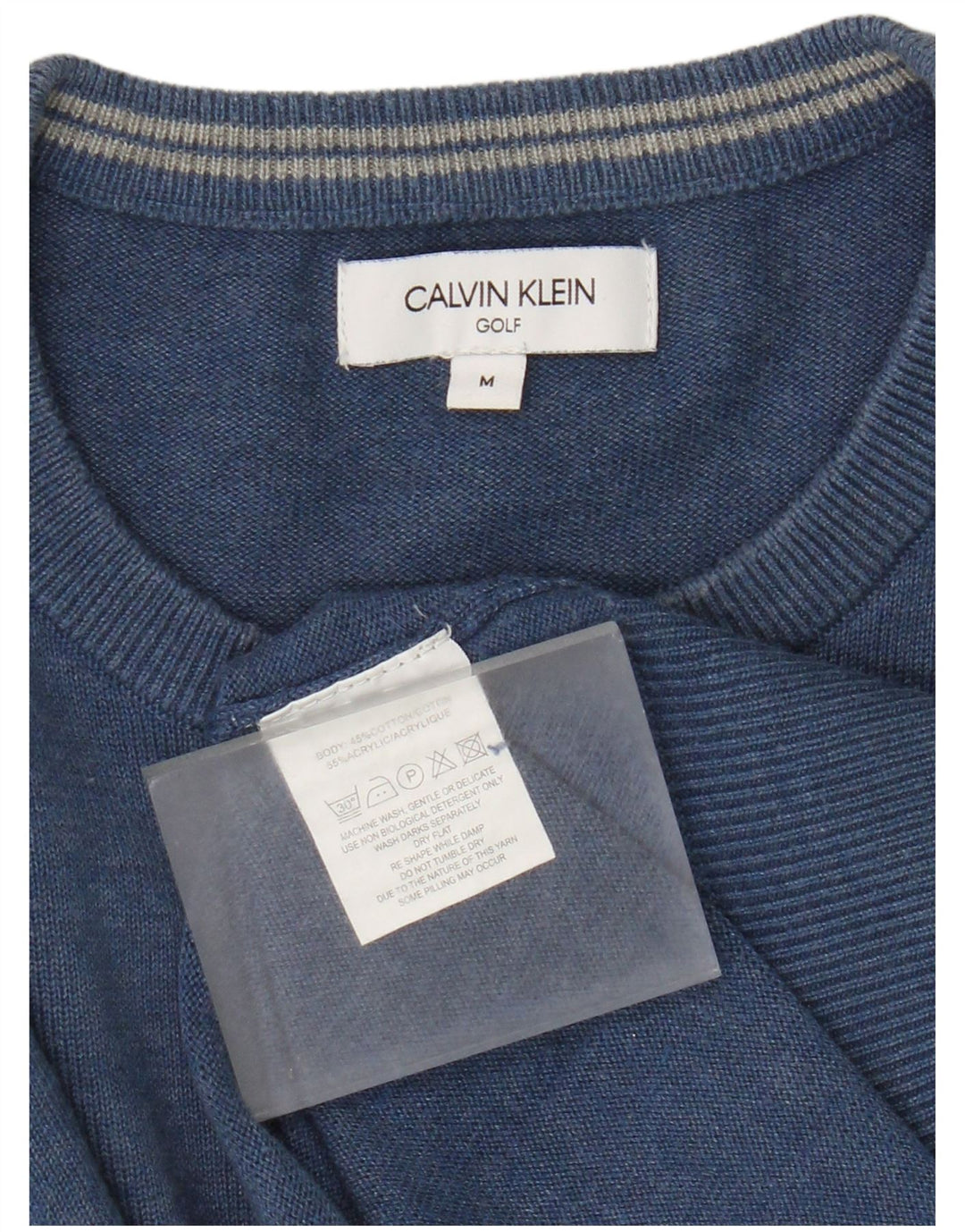 Calvin Klein Herren-Pullover mit Rundhalsausschnitt, mittelblaue Baumwolle