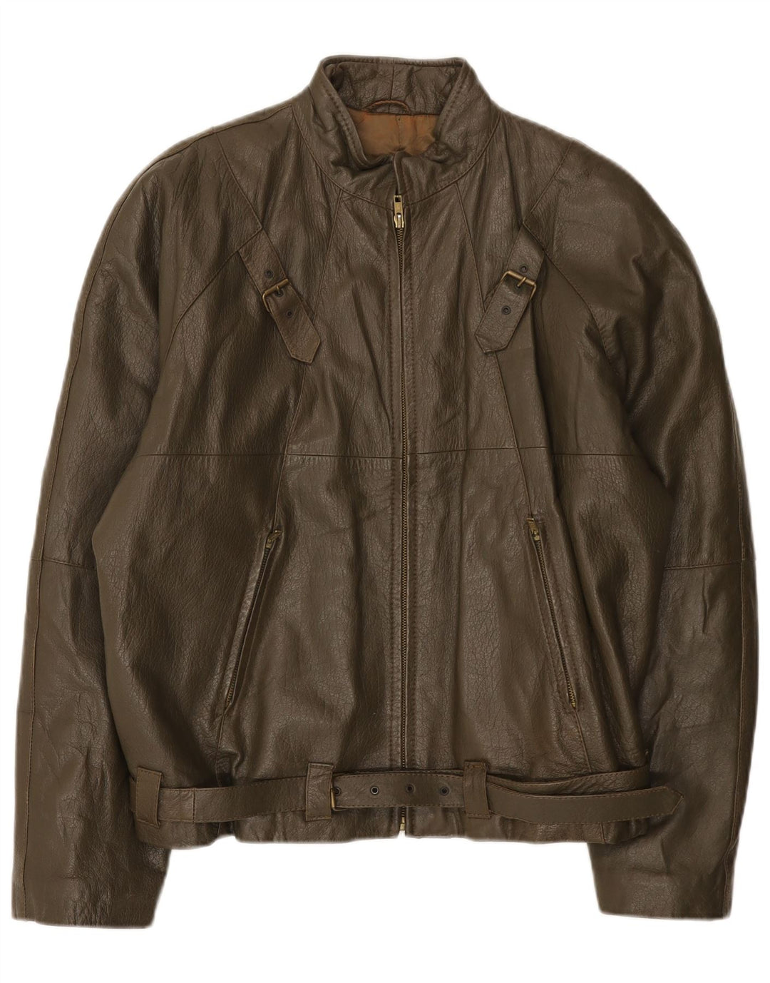 Vintage Herren Lederjacke IT 50 großes Khaki-Leder