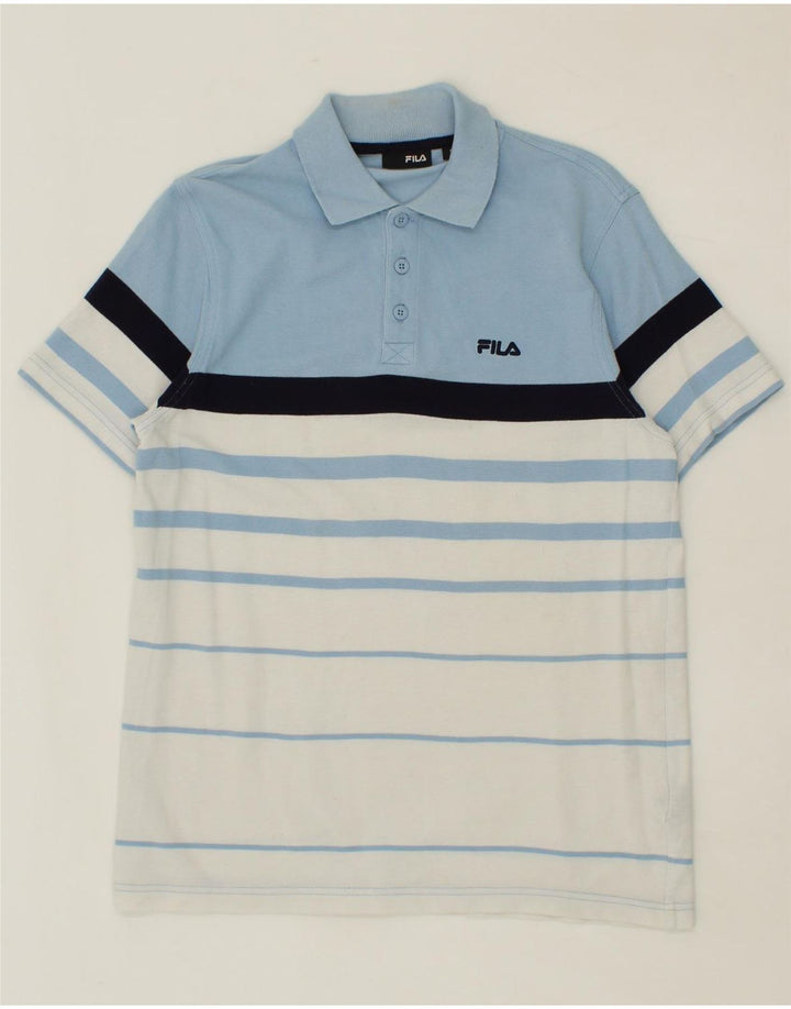 FILA Mens Polo Shirt Small Blue Striped Cotton Vintage Fila and Second-Hand Fila from Messina Hembry 