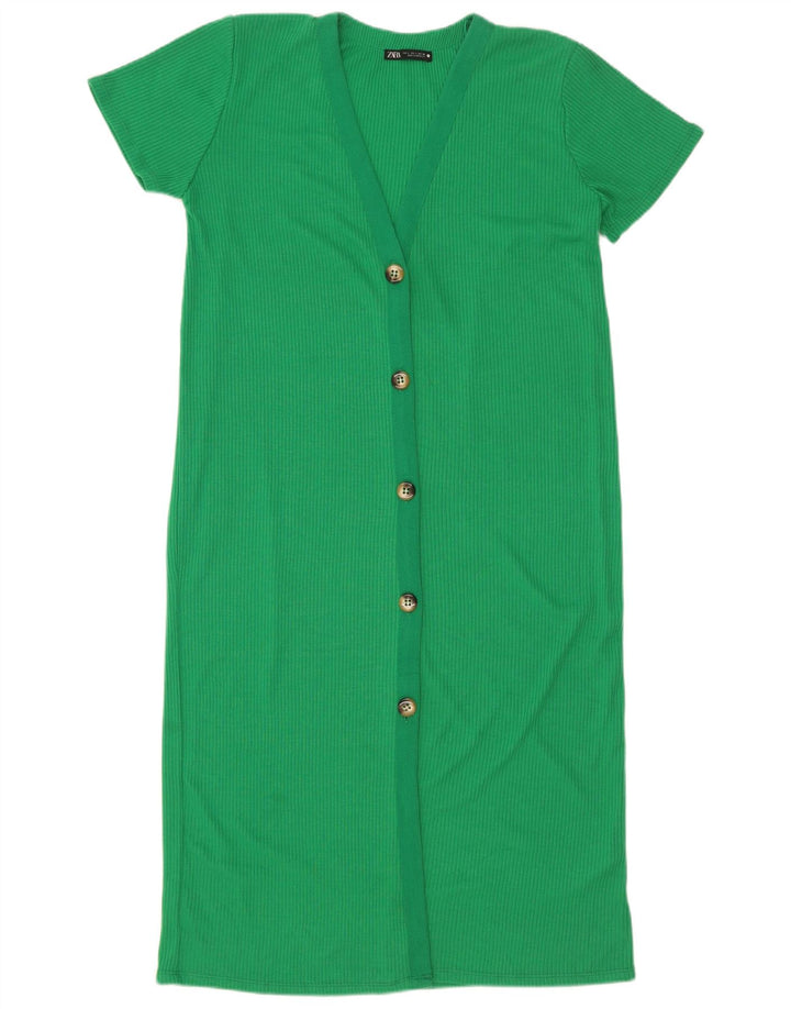 Zara Damen Etuikleid UK 16 Large Grün Polyester