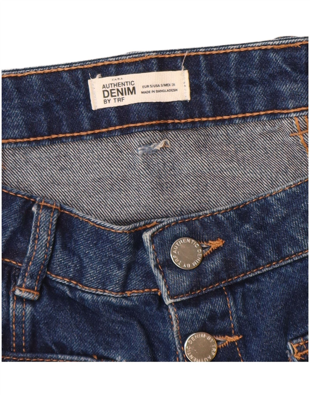 Zara Damen Mini-Jeansrock, Größe S, Größe 26, Blau, Baumwolle