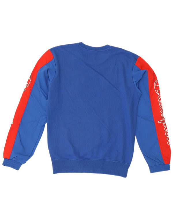 Champion Herren-Sweatshirt mit Grafik, XS, Blau, Colourblock-Baumwolle