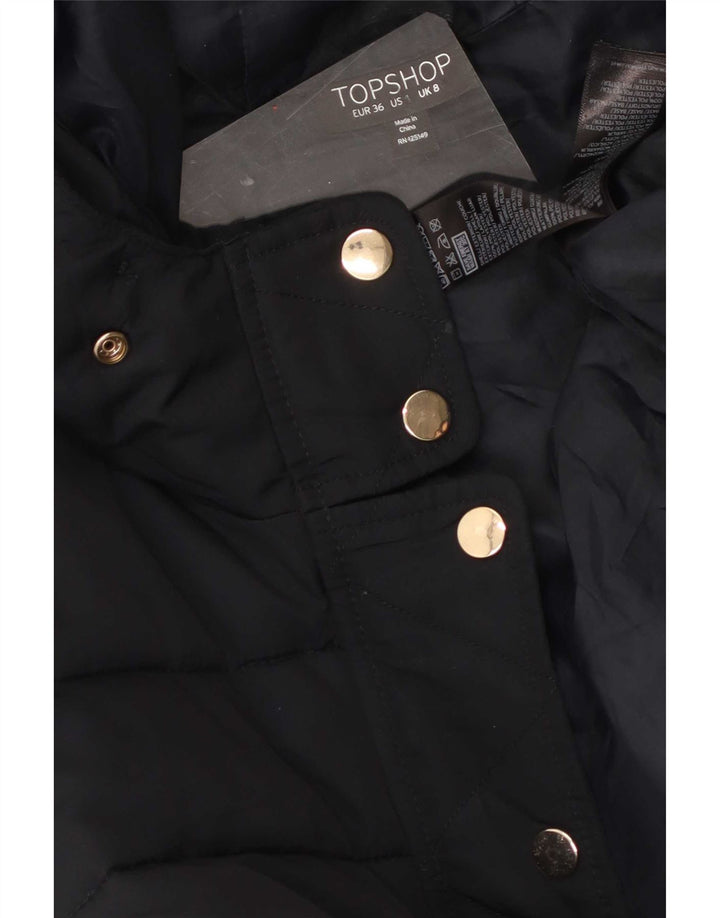 Topshop Wattierte Jacke mit Kapuze für Damen, UK 8, Größe S, Schwarz, Polyester