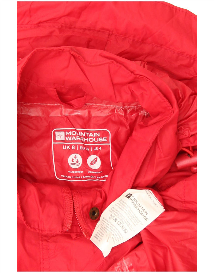Mountain Warehouse Damen-Regenjacke mit Kapuze, UK 8, Größe S, rotes Nylon