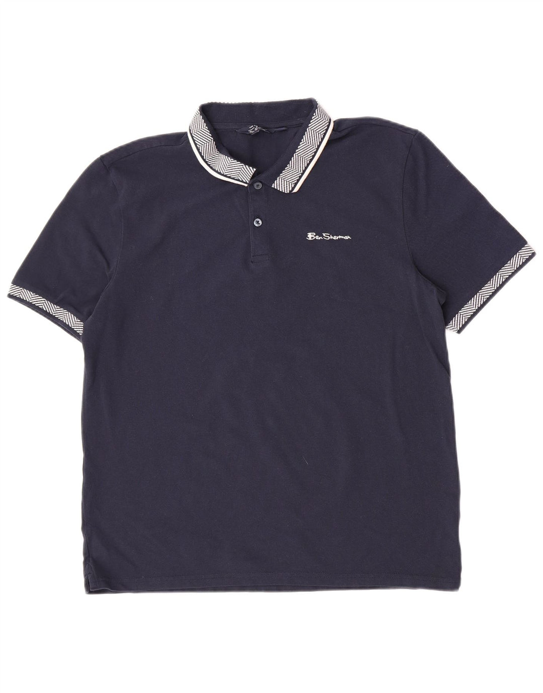 Ben Sherman Herren-Poloshirt, groß, marineblau, gestreift, Baumwolle
