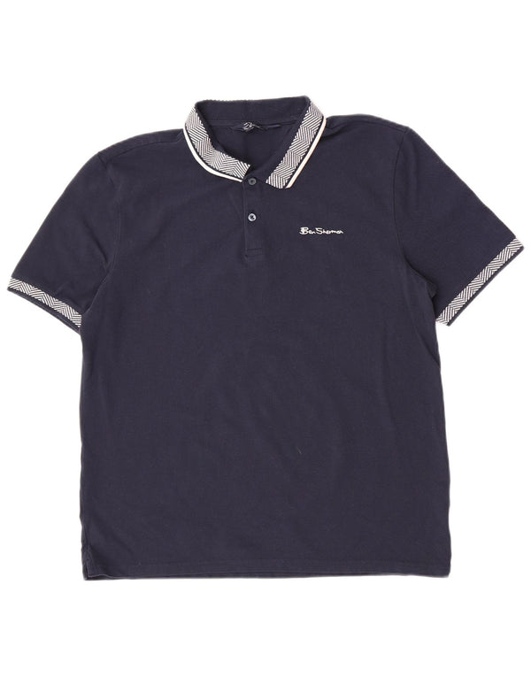 Ben Sherman Herren-Poloshirt, groß, marineblau, gestreift, Baumwolle