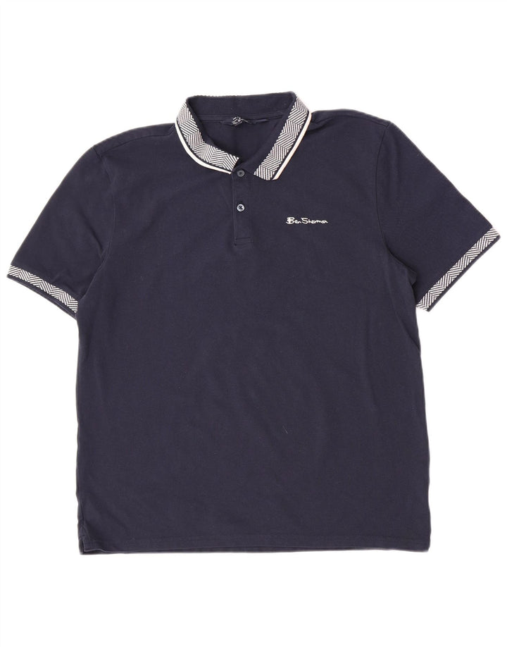 Ben Sherman Herren-Poloshirt, groß, marineblau, gestreift, Baumwolle