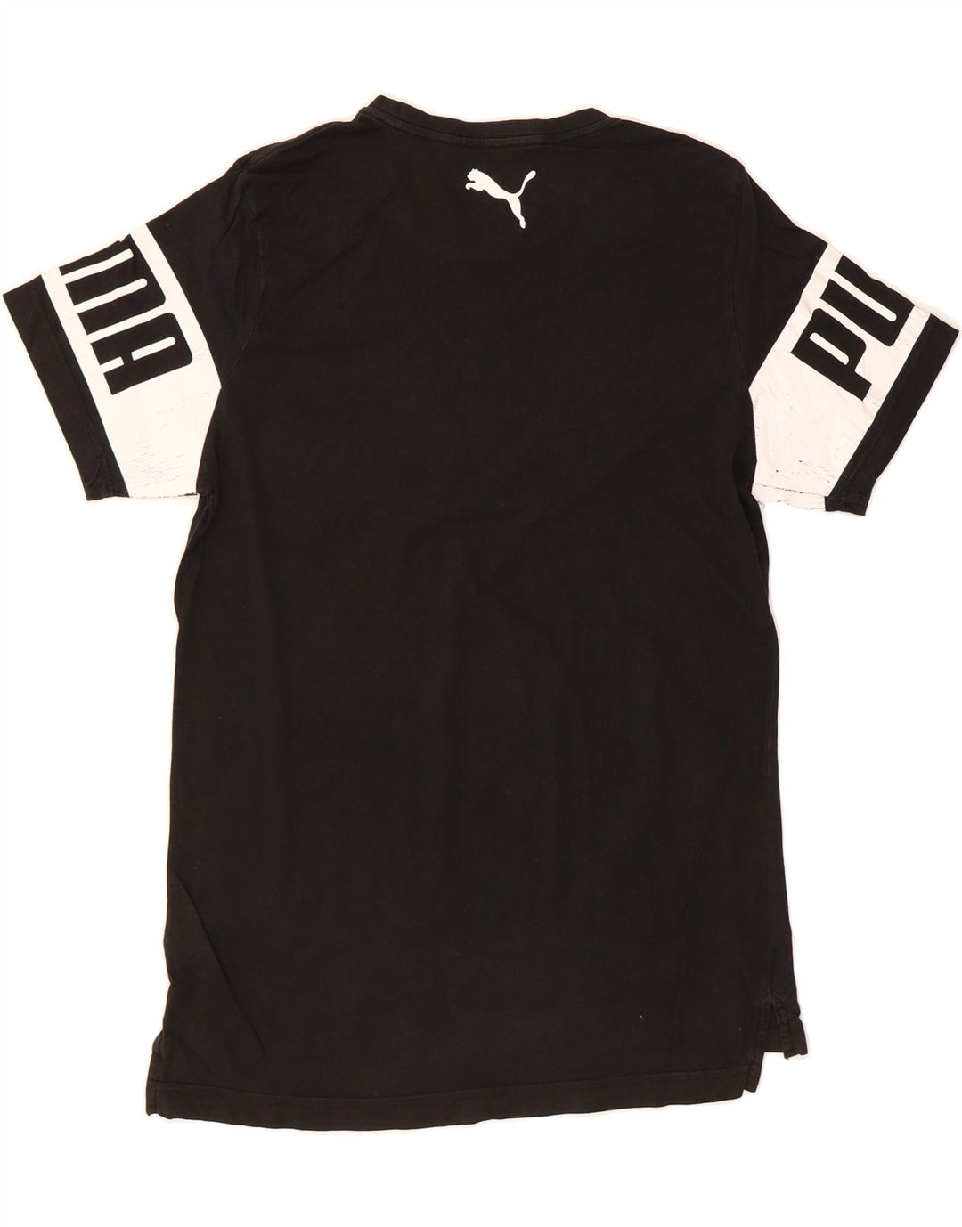 PUMA Mens Graphic T-Shirt Top Large Black Colourblock Vintage Puma and Second-Hand Puma from Messina Hembry 