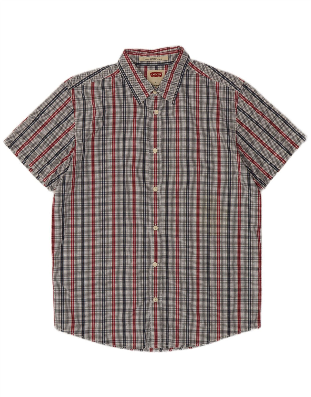 Levi's Herren-Hemd, kurzärmelig, Standard-Passform, mittelblau, kariert, Baumwolle