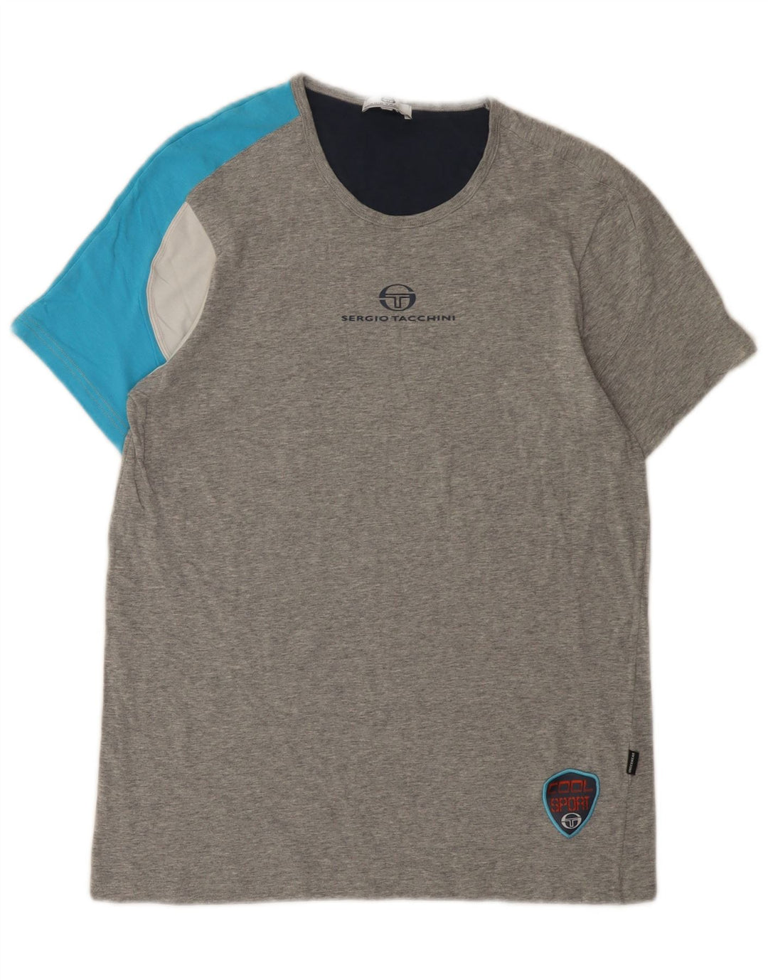 Sergio Tacchini Herren-T-Shirt mit Grafik, Größe S, Grau, Colourblock-Baumwolle