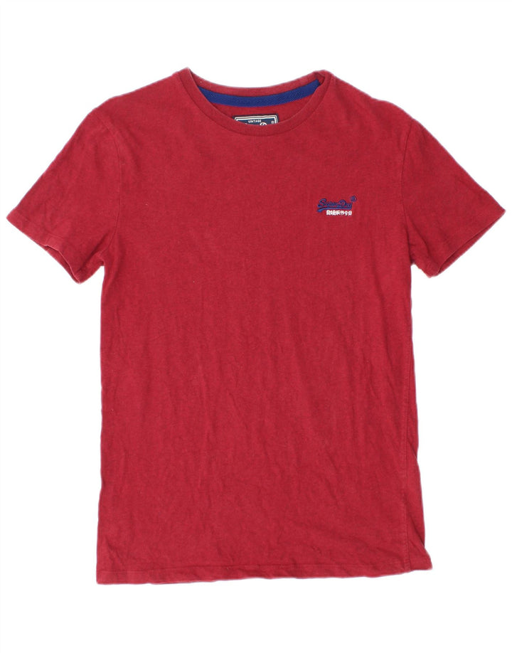 Superdry Herren T-Shirt Top Small aus roter Baumwolle