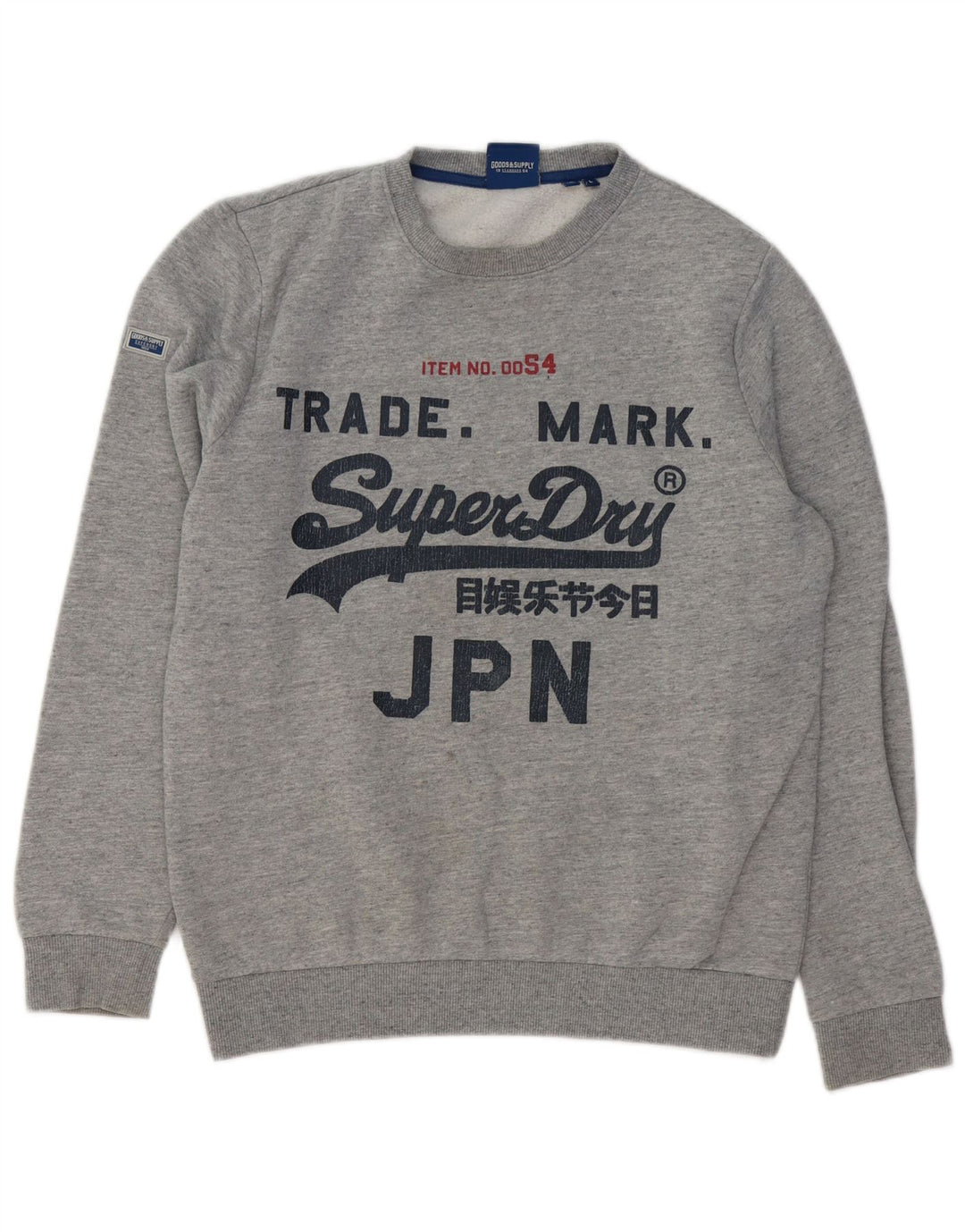 SUPERDRY Herren-Sweatshirt mit grafischem Muster, groß, grau gesprenkelte Baumwolle