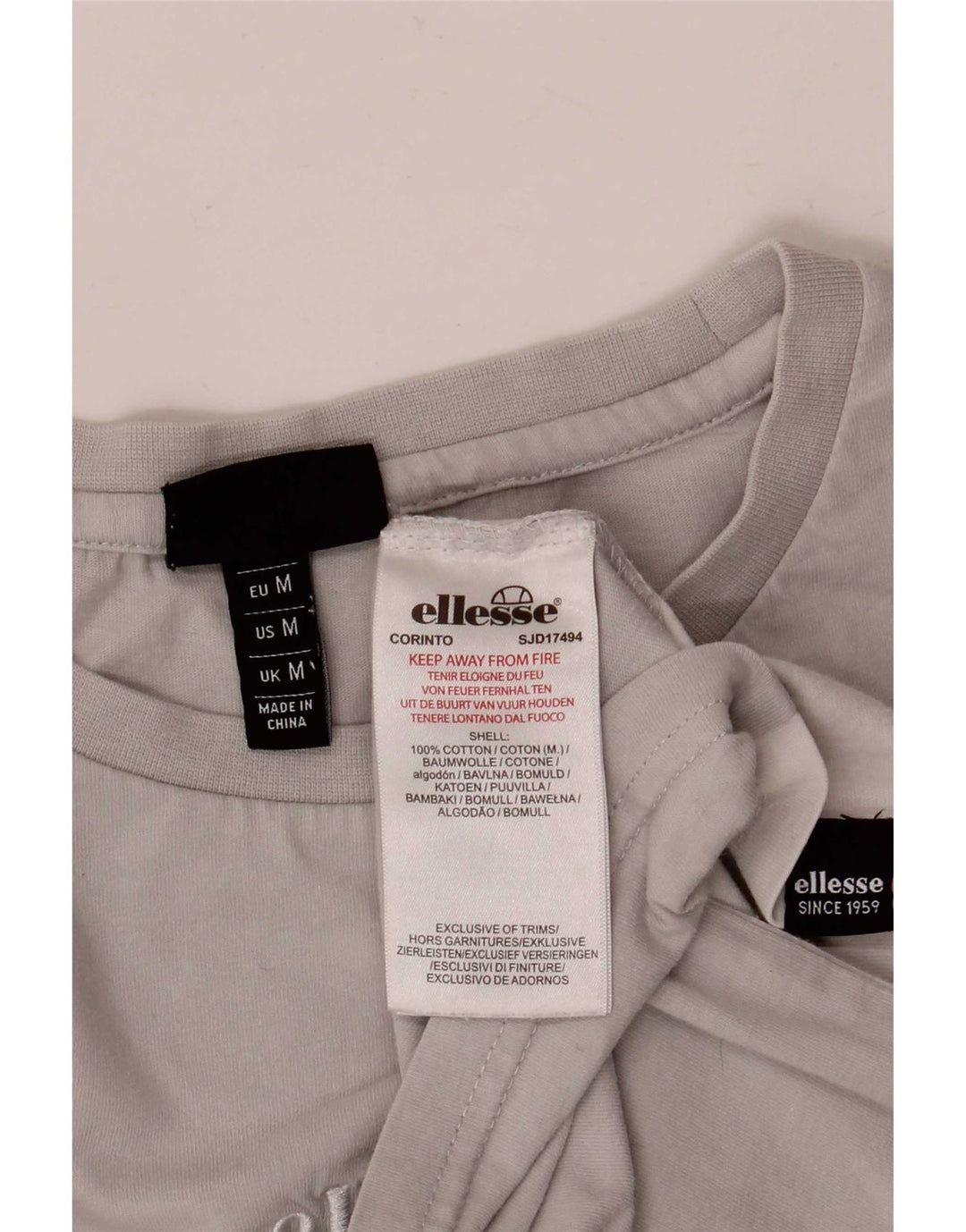 Ellesse Herren Grafik-T-Shirt-Oberteil aus mittelgrauer Colourblock-Baumwolle