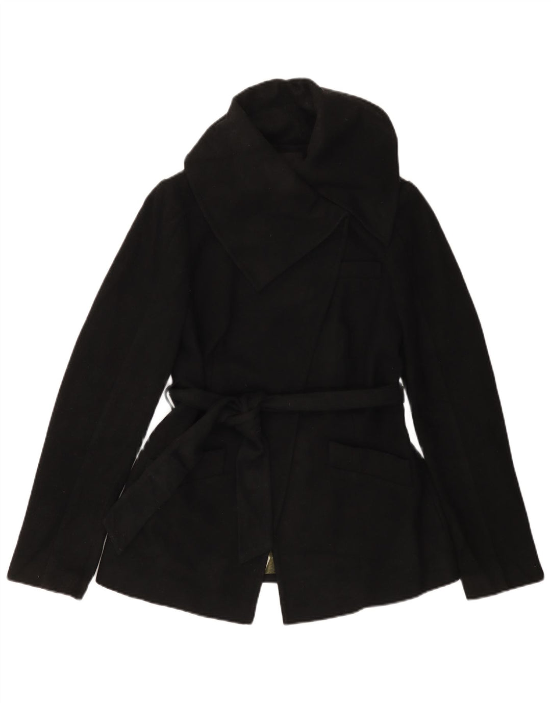 TED BAKER Damen Trenchcoat Größe 2 Kleine schwarze Wolle