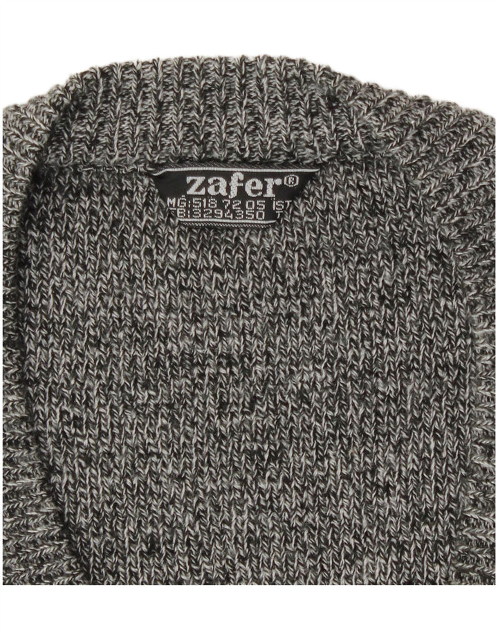 Vintage Herren Cardigan Pullover Groß Grau Fair Isle