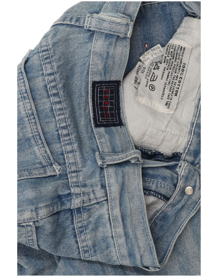 Vintage Damen Tapered Jeans W26 L29 Blau gestreift Baumwolle