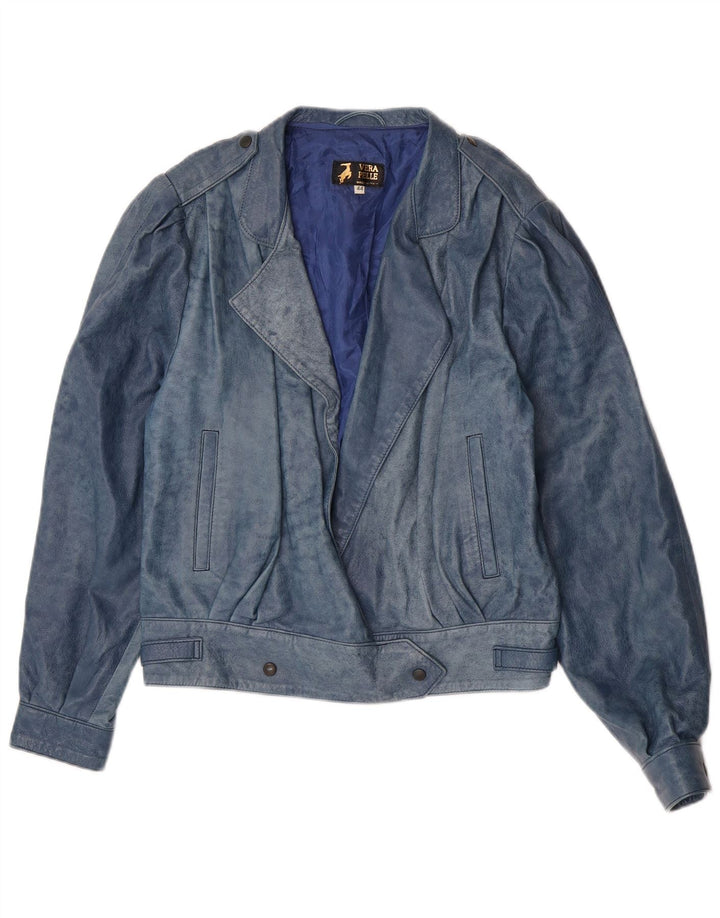 Vintage Damen Lederjacke IT 44 Mittelblaues Leder