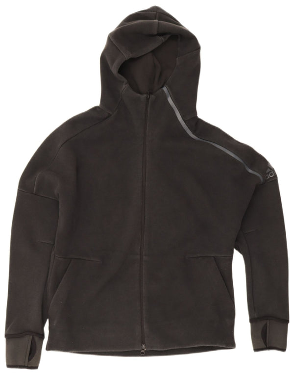 Adidas Womens Zip Hoodie Sweater UK 20/22 XL Black Cotton