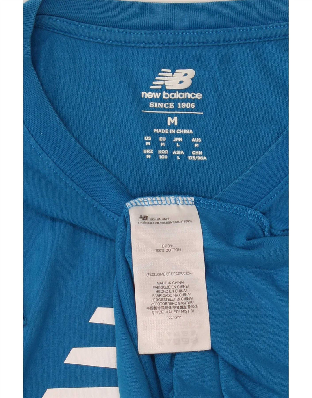 New Balance Herren Grafik-T-Shirt-Oberteil aus mittelblauer Baumwolle