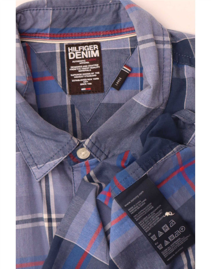 Tommy Hilfiger Herrenhemd, groß, blau, kariert, Baumwolle