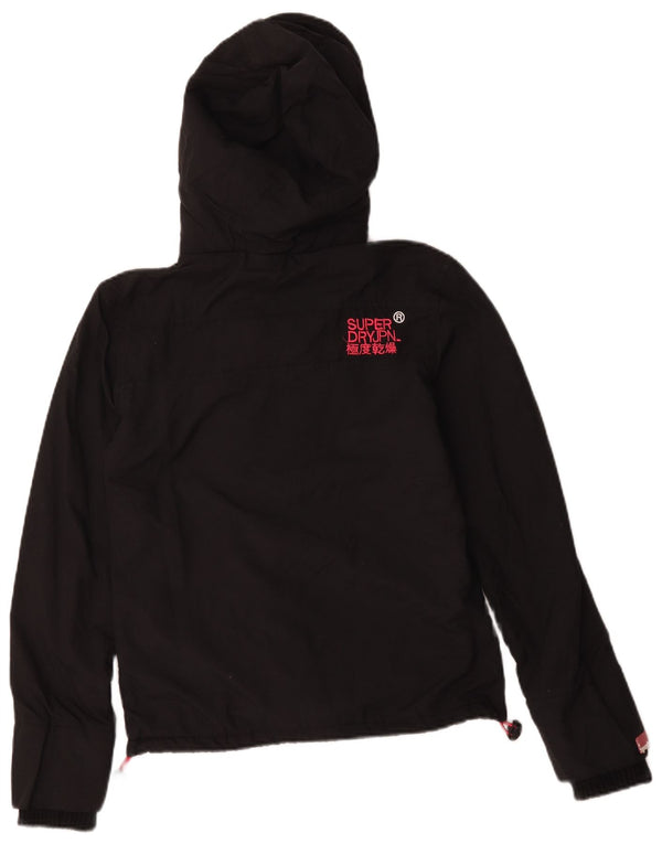 Superdry Damen Windcheater Kapuzen-Windjacke UK 6 XS Schwarz