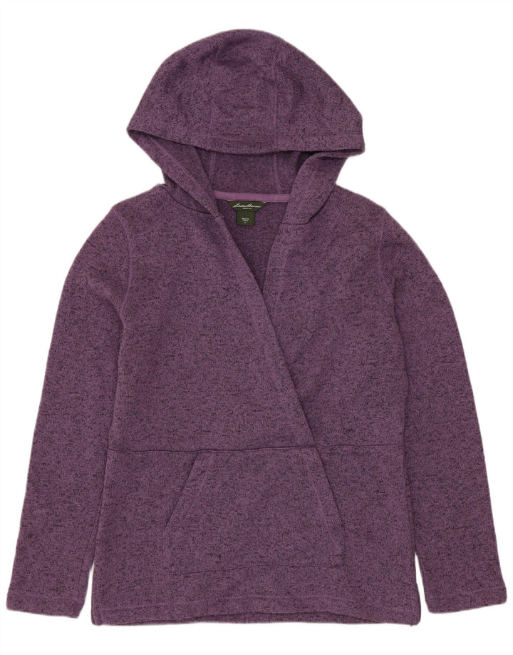 EDDIE BAUER Damen Kapuzenpullover UK 14 Mittelviolett meliertes Polyester
