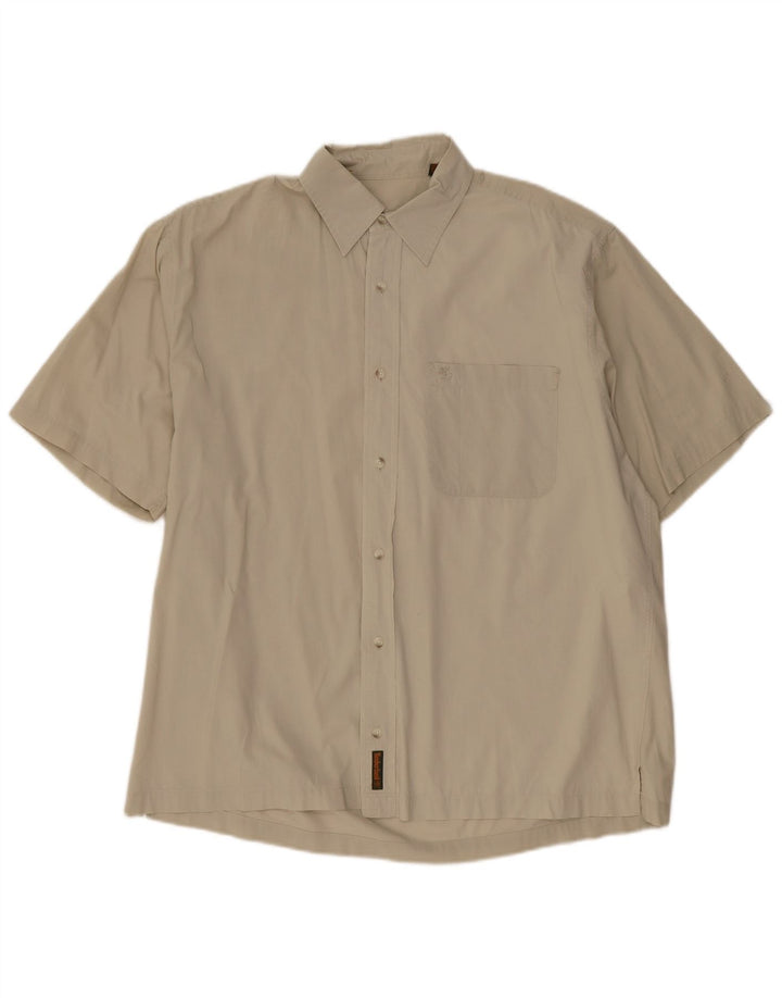 Timberland Herren Kurzarm-Hemd mit lockerer Passform, mittlere Khaki-Baumwolle